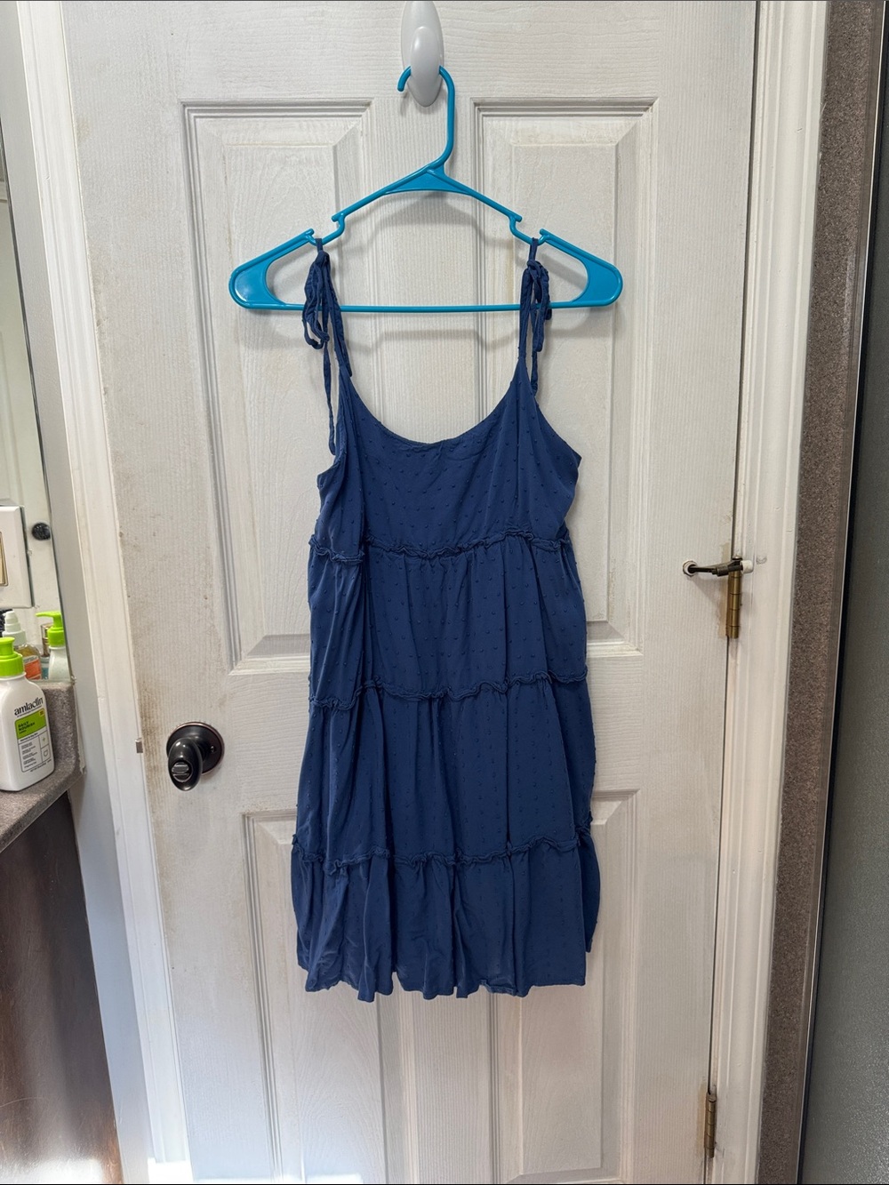 Girls' Navy Tiered Sundress with Tie Straps